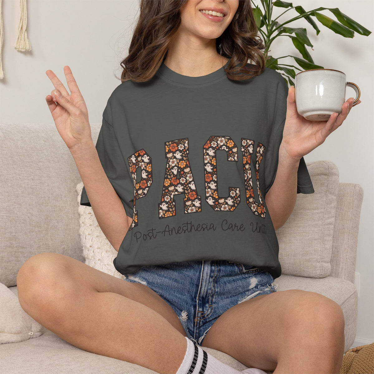 PACU Floral Athletic T-Shirt — Post-Anesthesia Care Unit Tee for Nurses & Clinicians