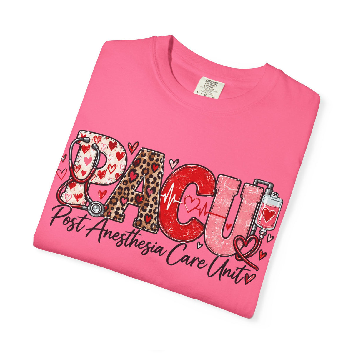 PACU Nurse T-Shirt – "Post Anesthesia Care Unit" Heartbeat Design