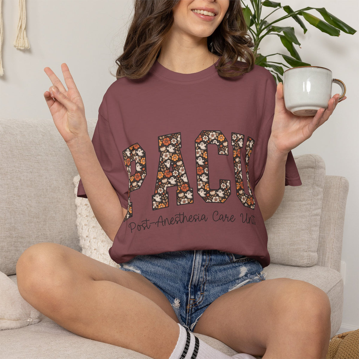 PACU Floral Athletic T-Shirt — Post-Anesthesia Care Unit Tee for Nurses & Clinicians