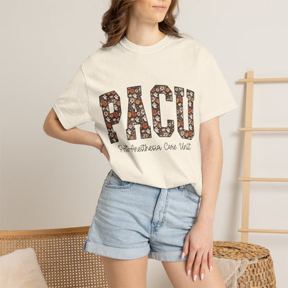 PACU Floral Athletic T-Shirt — Post-Anesthesia Care Unit Tee for Nurses & Clinicians