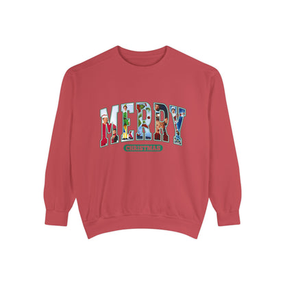 Christmas 'MERRY' Sweatshirt — Holiday Movie Stack Graphic Pullover