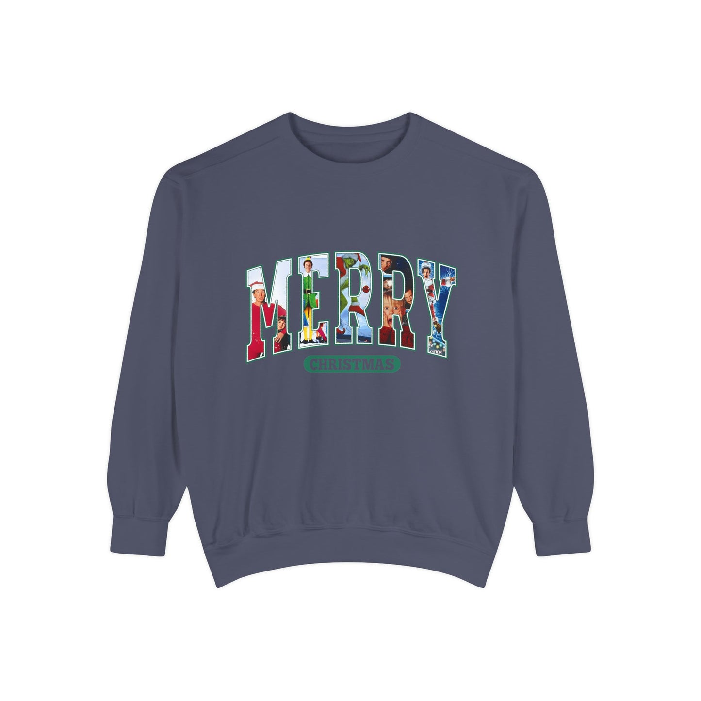 Christmas 'MERRY' Sweatshirt — Holiday Movie Stack Graphic Pullover