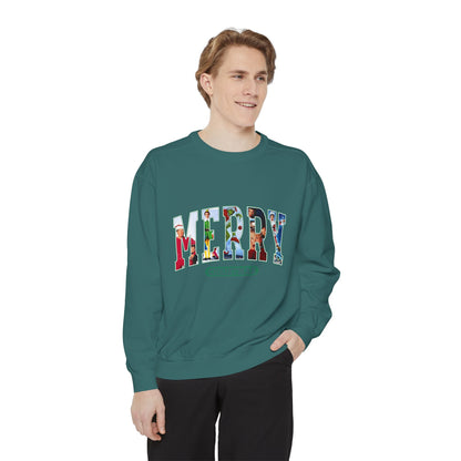 Christmas 'MERRY' Sweatshirt — Holiday Movie Stack Graphic Pullover