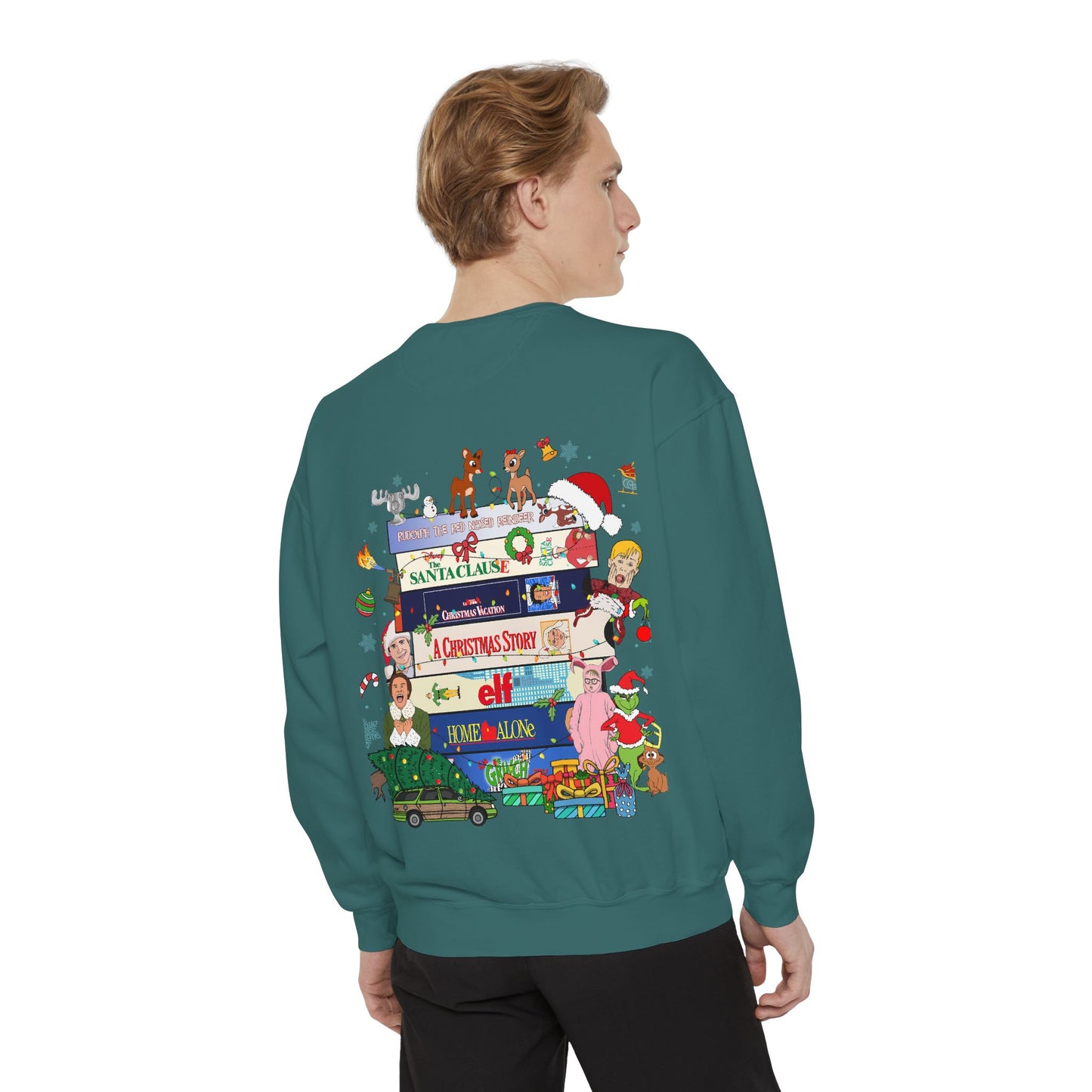 Christmas 'MERRY' Sweatshirt — Holiday Movie Stack Graphic Pullover