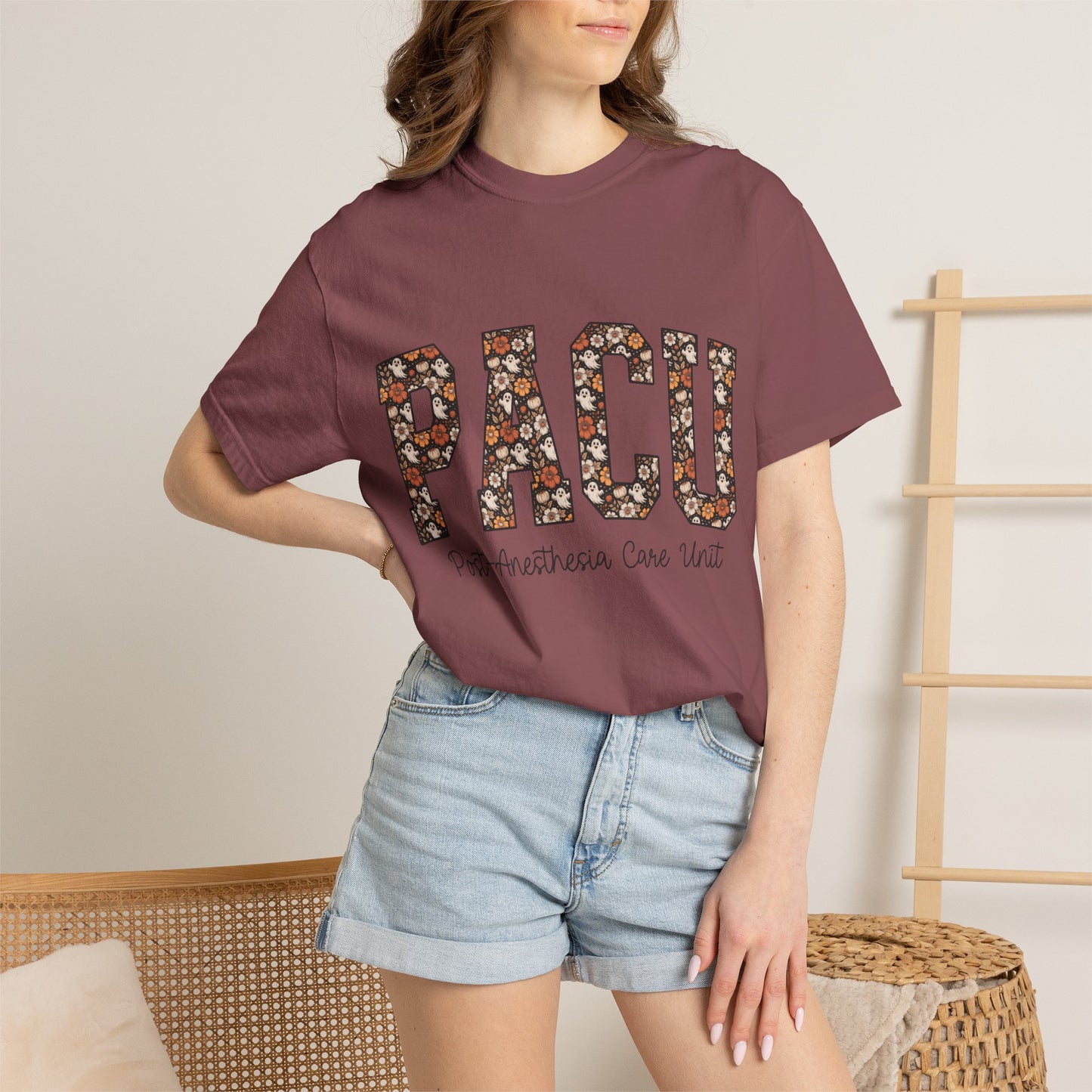 PACU Floral Athletic T-Shirt — Post-Anesthesia Care Unit Tee for Nurses & Clinicians