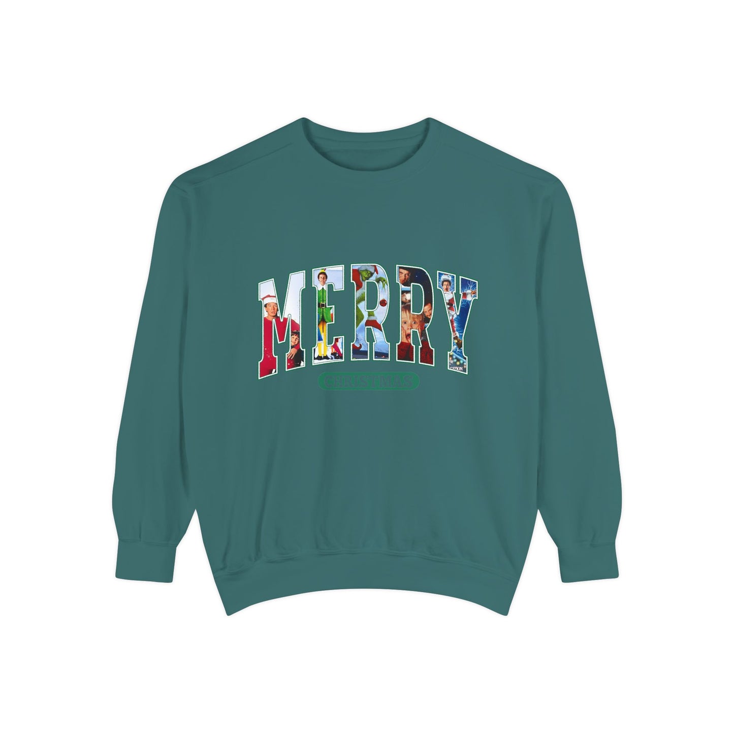 Christmas 'MERRY' Sweatshirt — Holiday Movie Stack Graphic Pullover