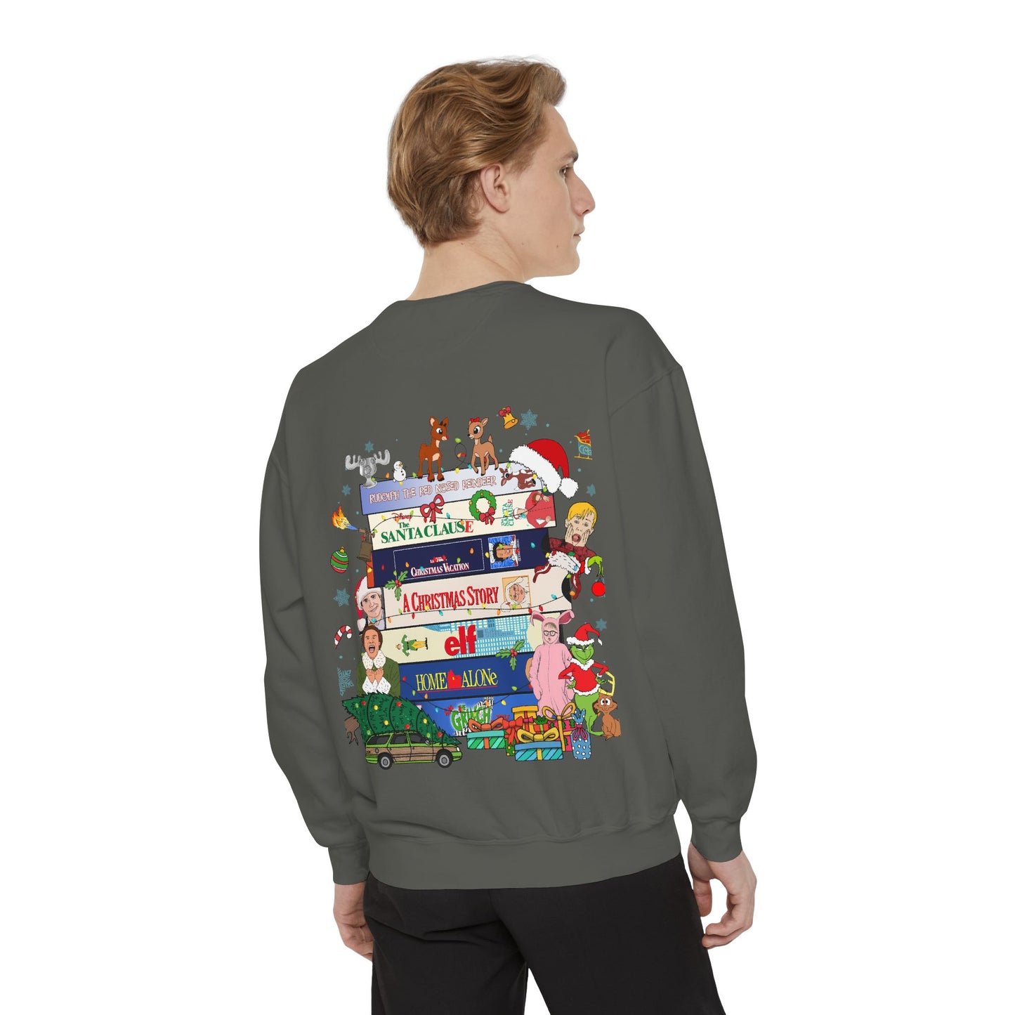 Christmas 'MERRY' Sweatshirt — Holiday Movie Stack Graphic Pullover