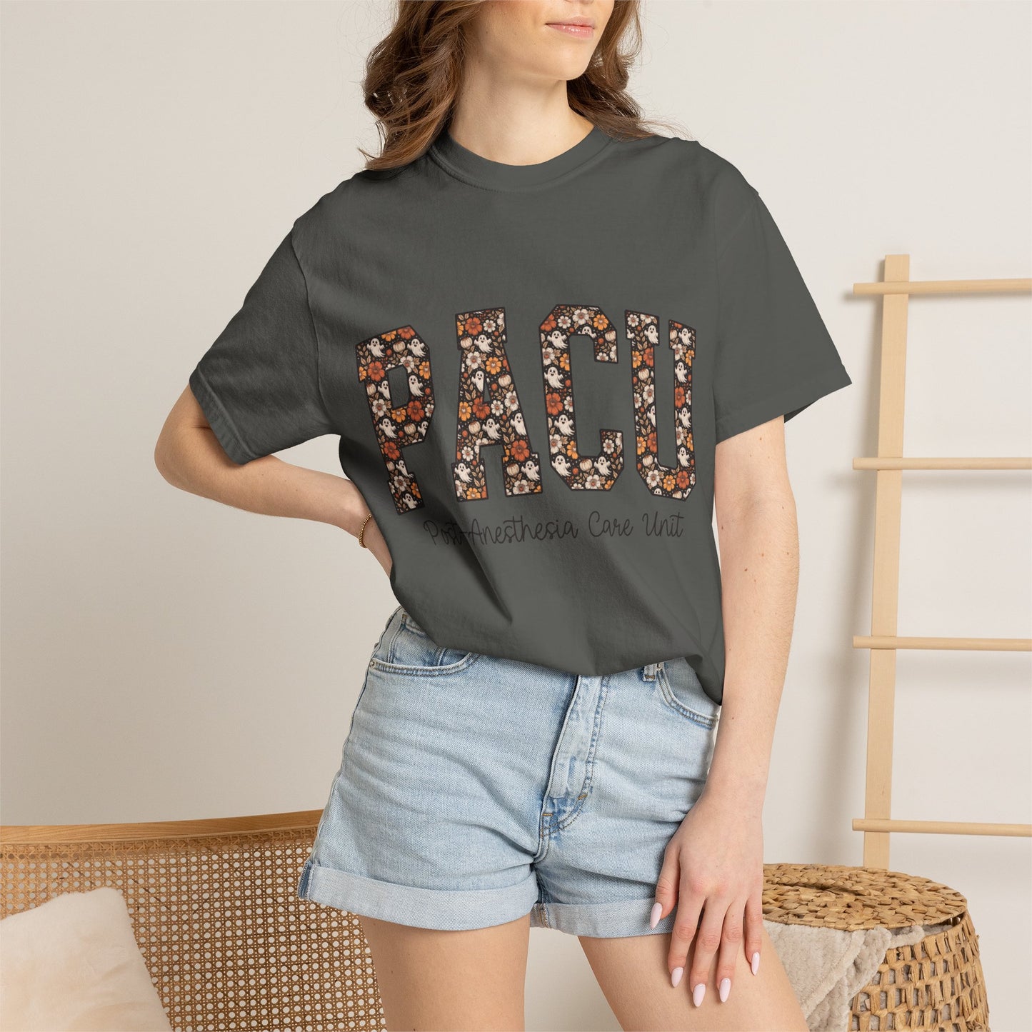 PACU Floral Athletic T-Shirt — Post-Anesthesia Care Unit Tee for Nurses & Clinicians
