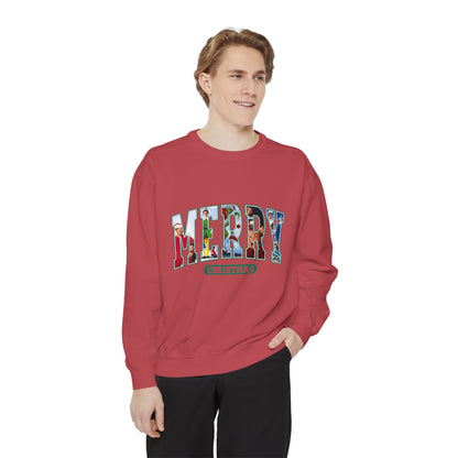 Christmas 'MERRY' Sweatshirt — Holiday Movie Stack Graphic Pullover