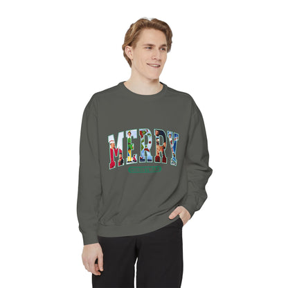 Christmas 'MERRY' Sweatshirt — Holiday Movie Stack Graphic Pullover
