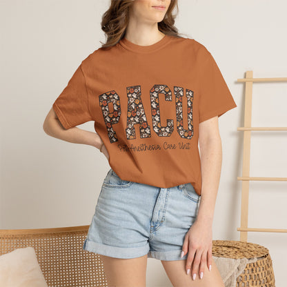 PACU Floral Athletic T-Shirt — Post-Anesthesia Care Unit Tee for Nurses & Clinicians