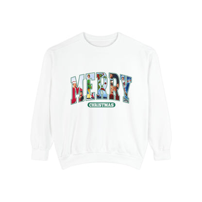 Christmas 'MERRY' Sweatshirt — Holiday Movie Stack Graphic Pullover