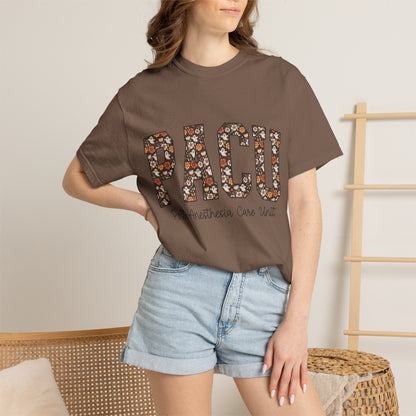 PACU Floral Athletic T-Shirt — Post-Anesthesia Care Unit Tee for Nurses & Clinicians
