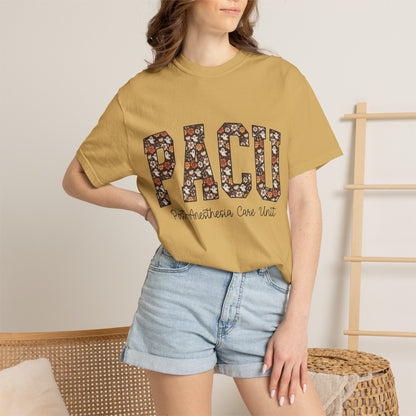 PACU Floral Athletic T-Shirt — Post-Anesthesia Care Unit Tee for Nurses & Clinicians