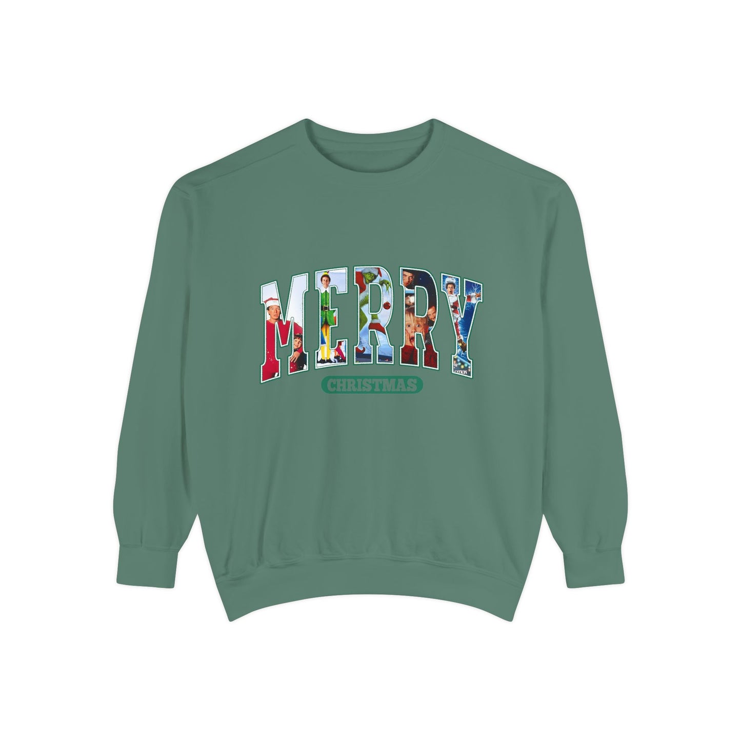 Christmas 'MERRY' Sweatshirt — Holiday Movie Stack Graphic Pullover